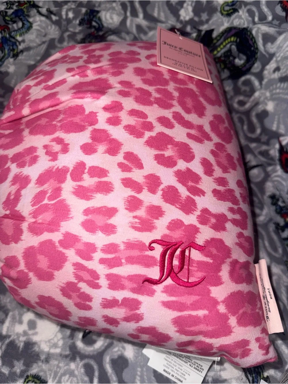 Juicy Couture Pink Leopard Knot Pillow